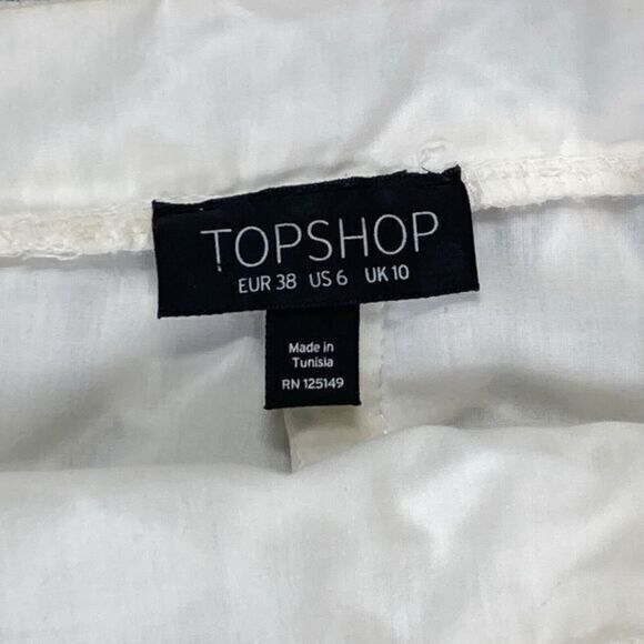 Topshop Skirt Womens 6 White Crochet Lace Embroidered Zip Back Boho Pull On Mini - Picture 12 of 13
